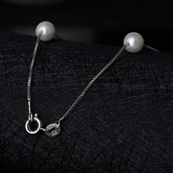 NEW 925 Sterling Silver Pearl Necklace - Picture 8 of 8